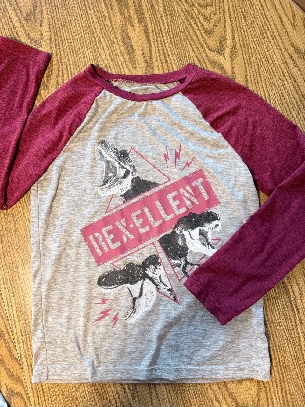 jumping beans Maroon and Gray "REX-ELLENT" Raglan Tee